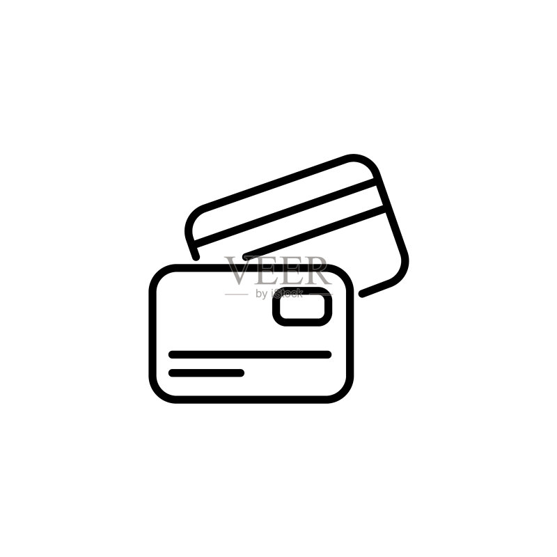 网页线性图标-黑白信用卡图标素材