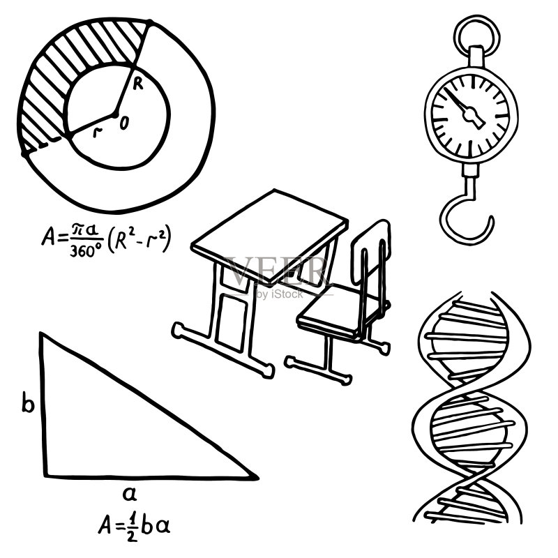 学校设备涂鸦图标套装图标素材