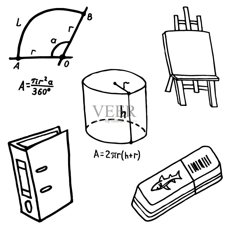 学校设备涂鸦图标套装图标素材