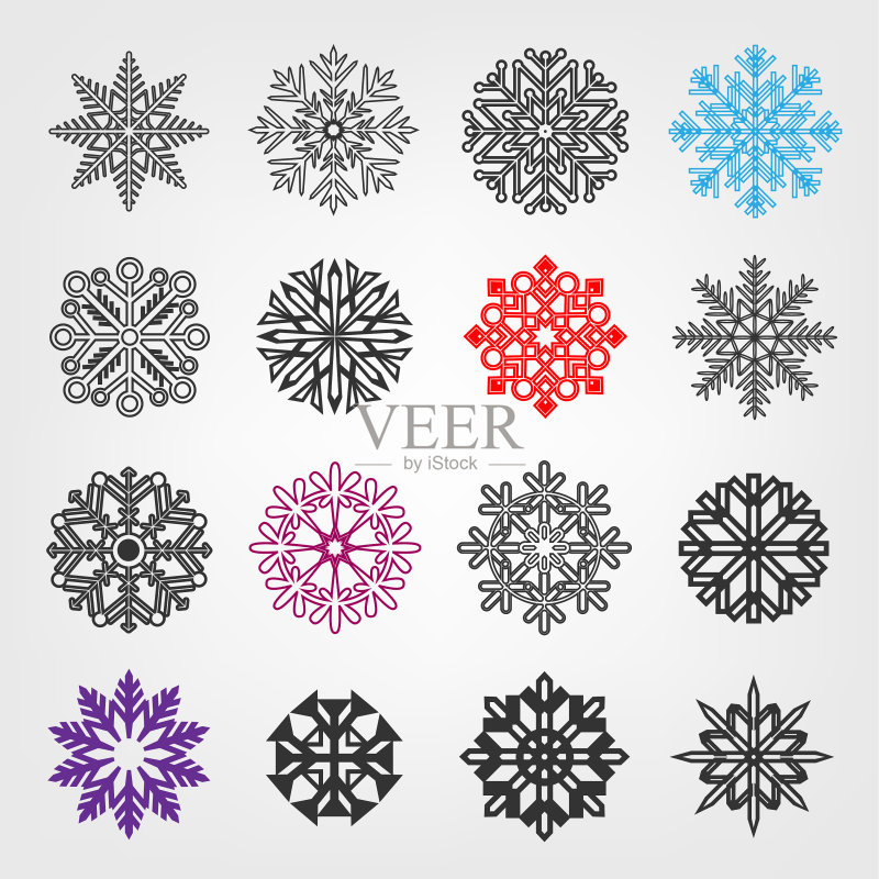 雪花线性图标合集图标素材