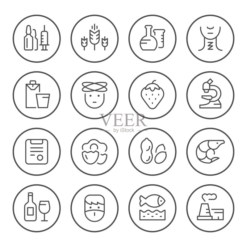 圆形过敏症状线条图标素材图标素材