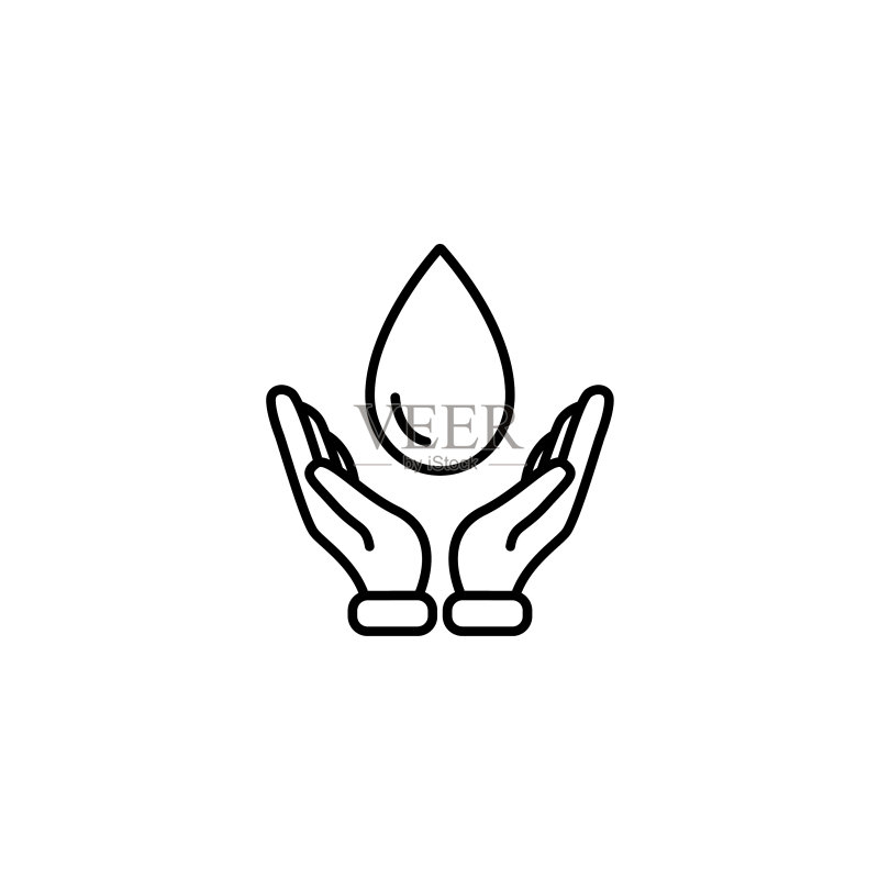网页线性图标:手中的水滴图标素材