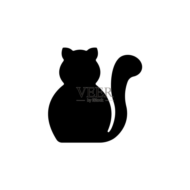猫的黑色剪影网页图标(白色背景)图标素材