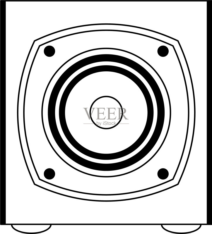 黑白隔离的音乐扬声器设备图标素材