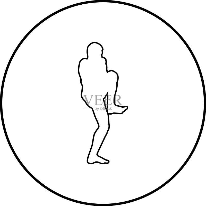抬腿格斗姿势的男人图标素材