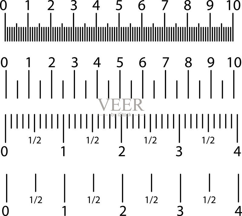 英寸和公制尺子套装厘米和英寸图标素材