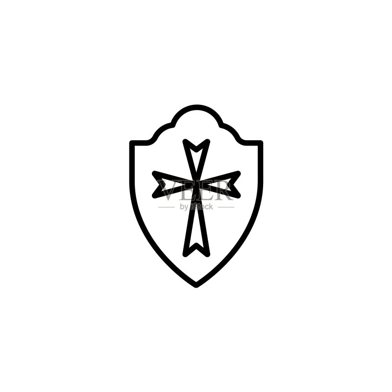 白色背景上的黑色盾牌web线条图标图标素材