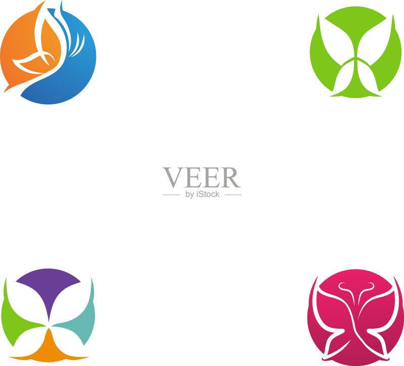 蝴蝶概念简约彩色logo图标素材