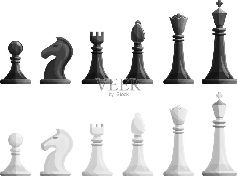 卡通风格国际象棋图标集图标素材
