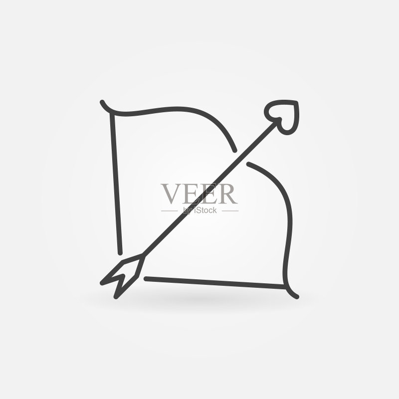 弓与丘比特之箭情人节线条图标图标素材