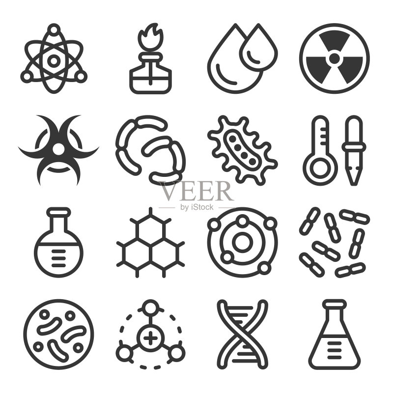 化学科学线性图标集图标素材