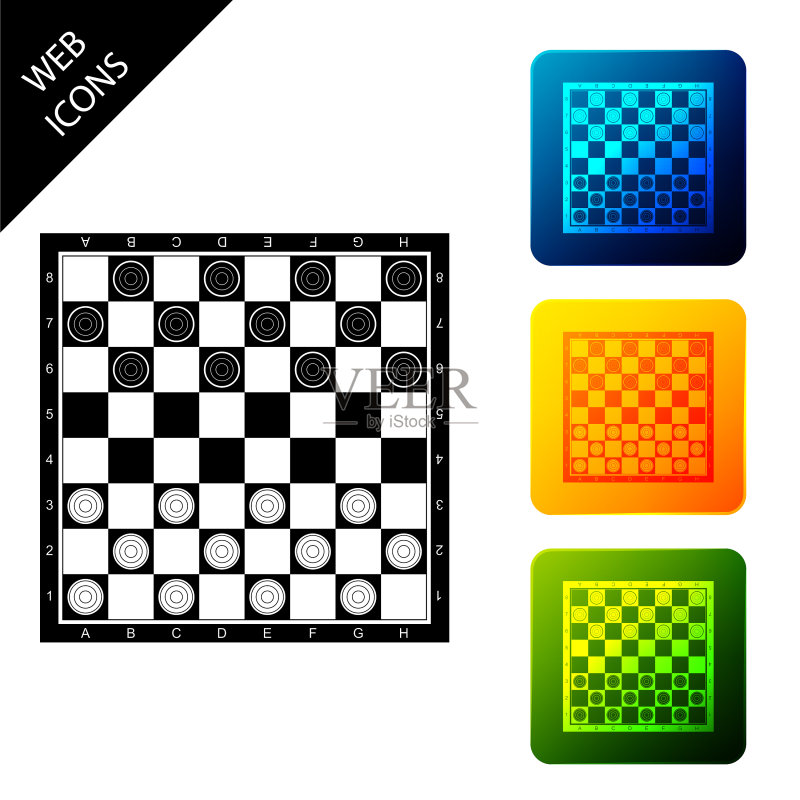 复古跳棋棋盘游戏图标图标素材