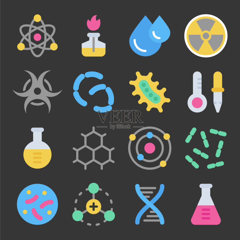 彩色化学科学图标集图标素材