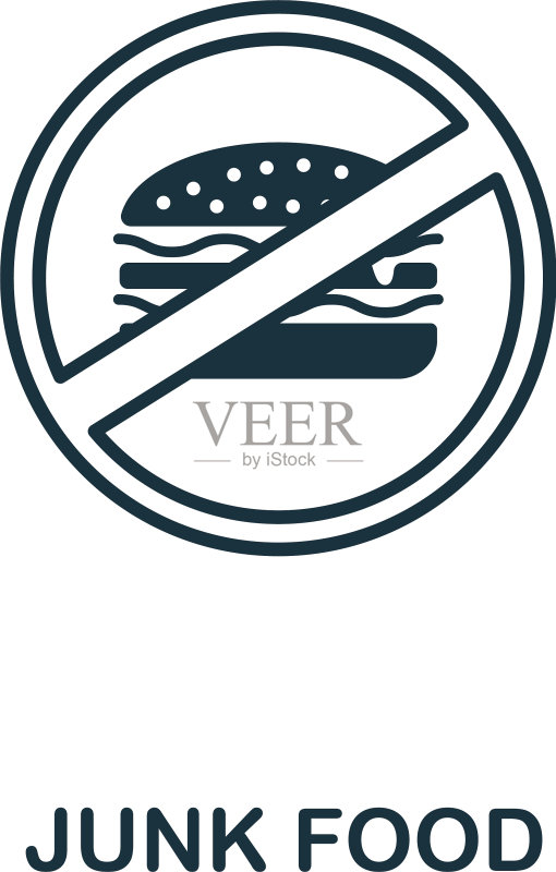 纤细轮廓风格的垃圾食品图标设计图标素材
