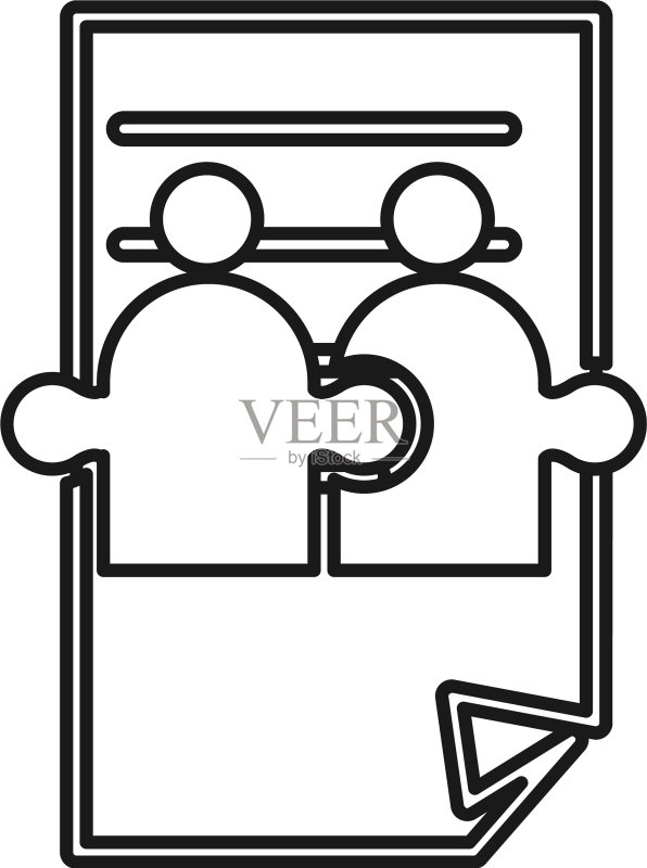 纸片人拼图承诺团队合作图标素材