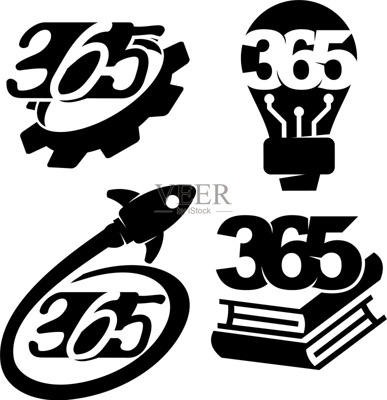 齿轮灯泡火箭书籍365无限logo图标黑色图标素材