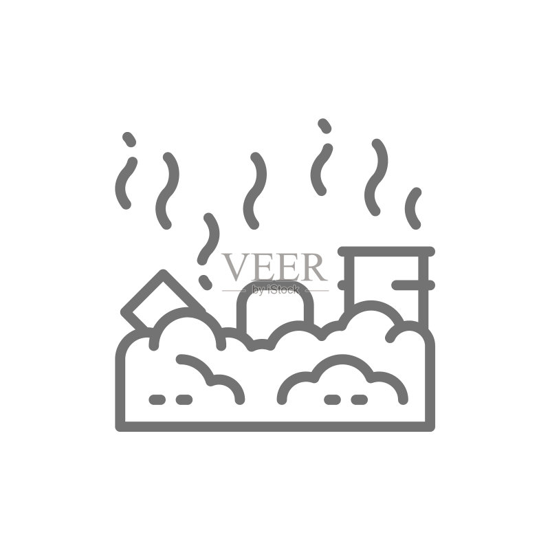 垃圾填埋场空气污染线条图标图标素材