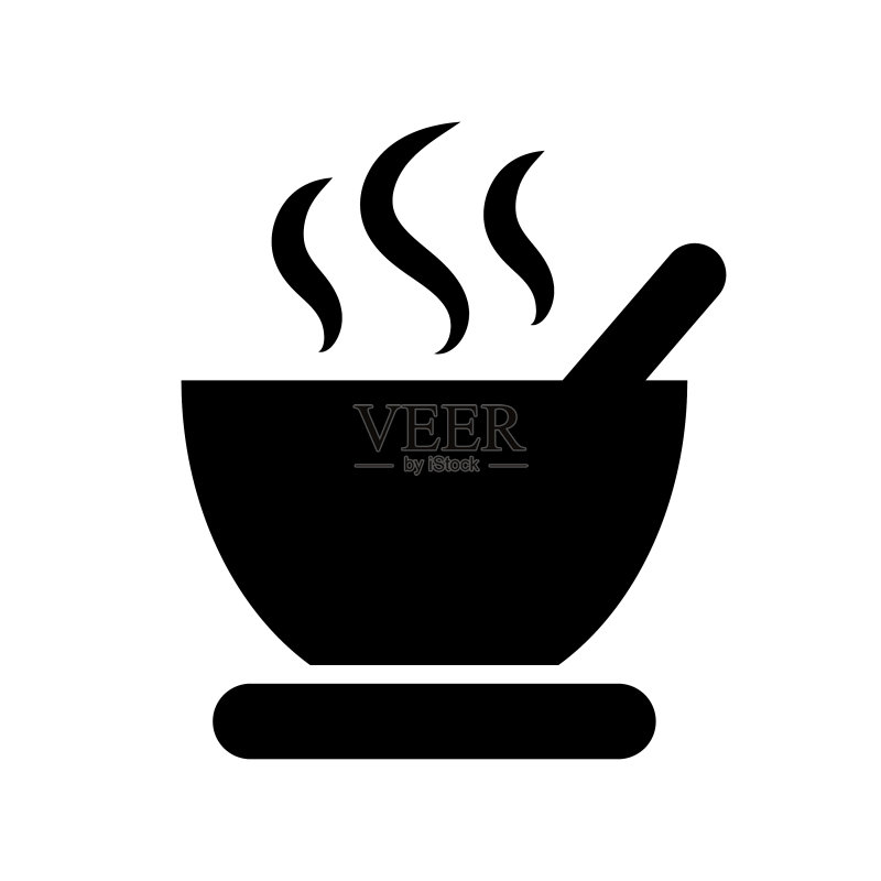 白色背景上的黑色汤图标图标素材