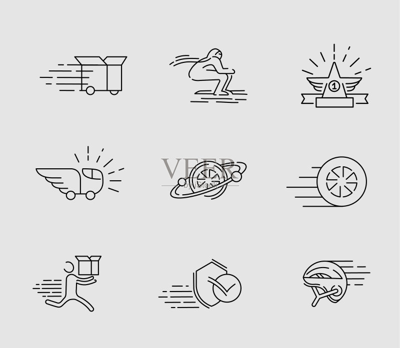 速度运动可编辑图标和Logo图标素材
