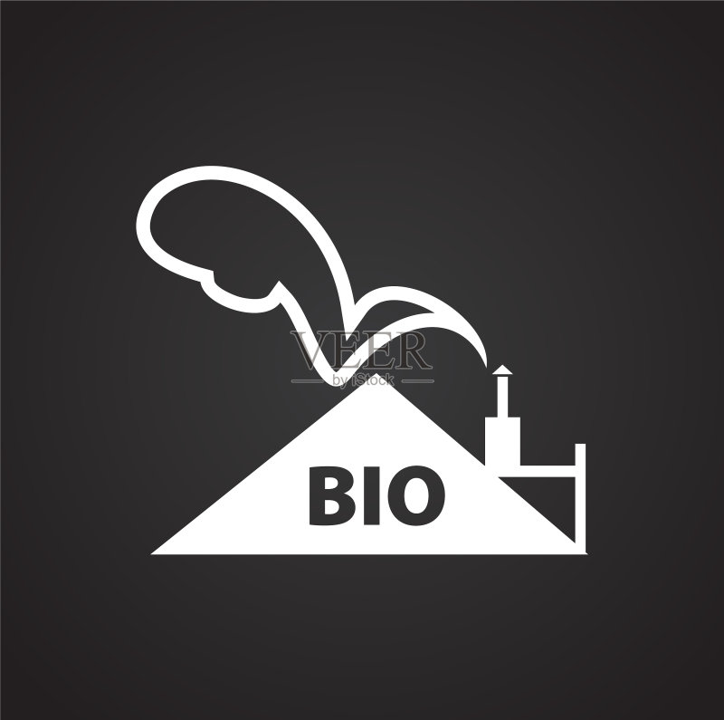 黑色背景上的生物垃圾回收能源图标素材