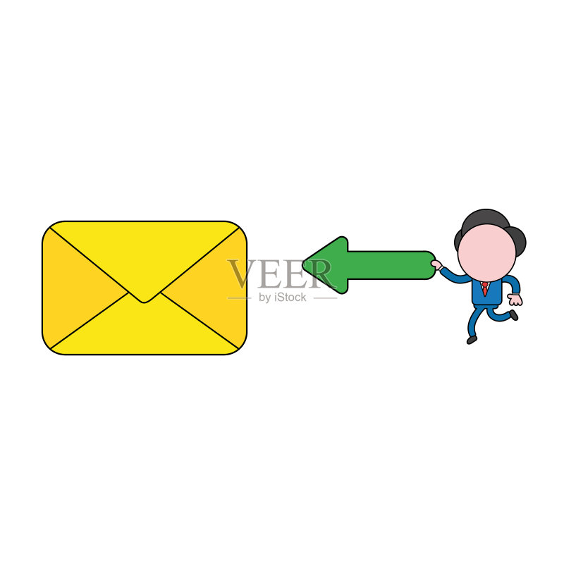 拿着封闭邮件信封的商人图标素材