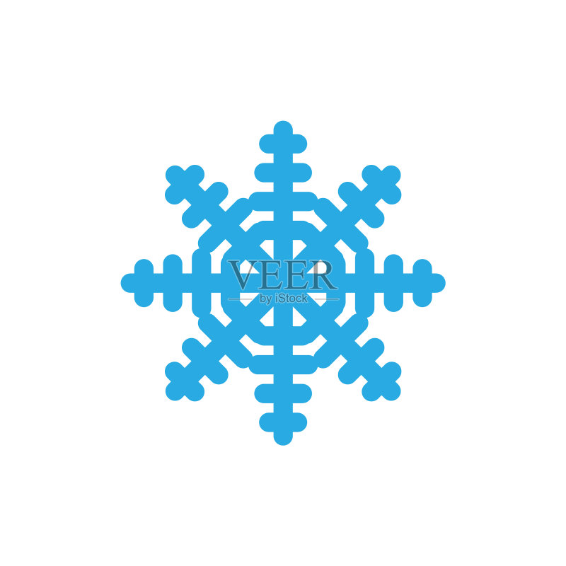 蓝色剪影雪花图标图标素材