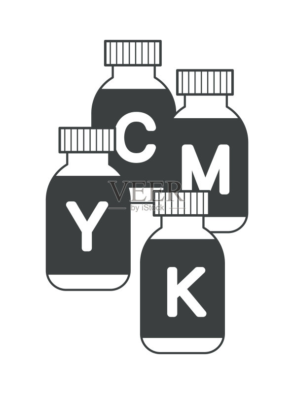 喷墨打印机CMYK墨盒打印图标素材