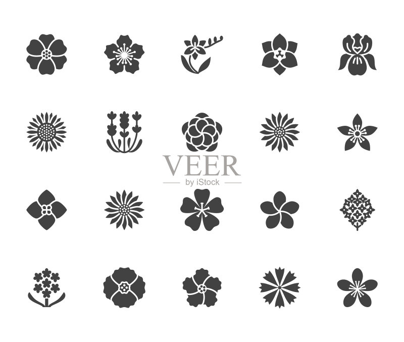 美丽花园植物扁平风格花朵图标图标素材