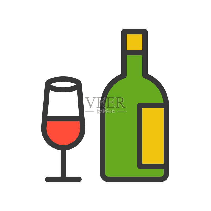 圣诞节主题酒瓶与酒杯图标素材