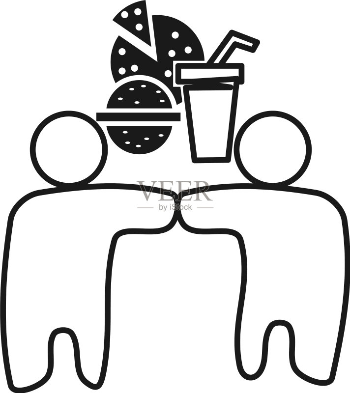 食物承诺团队合作轮廓标志图标素材