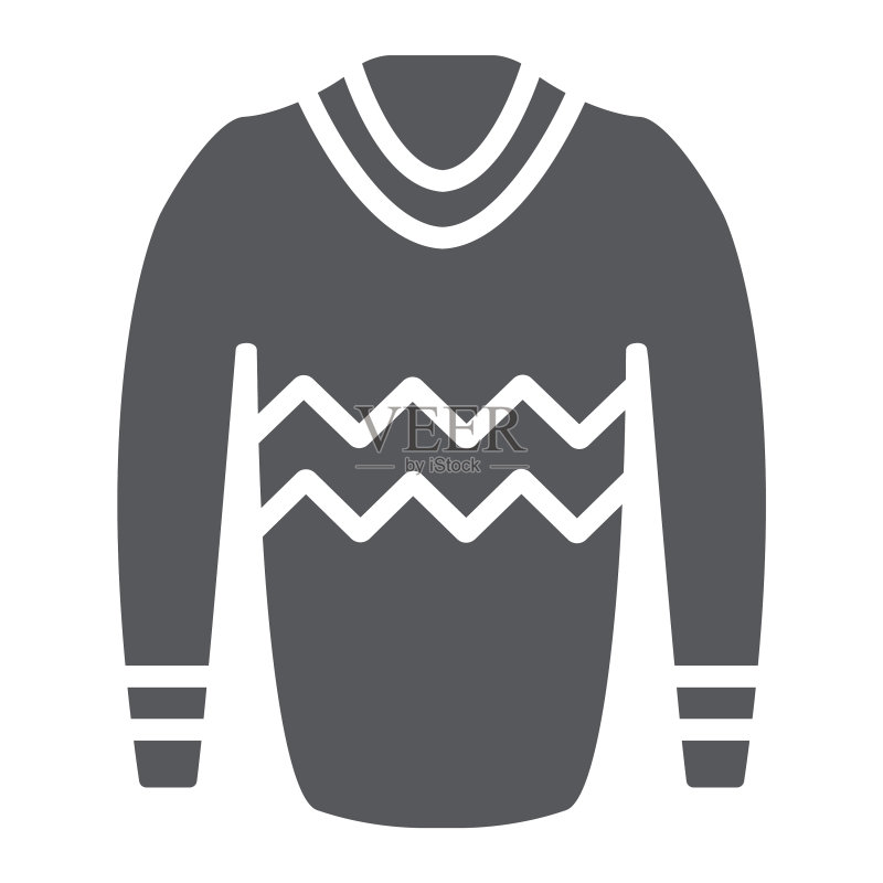 套头衫 Glyph 图标:服装与时尚毛衣图标素材