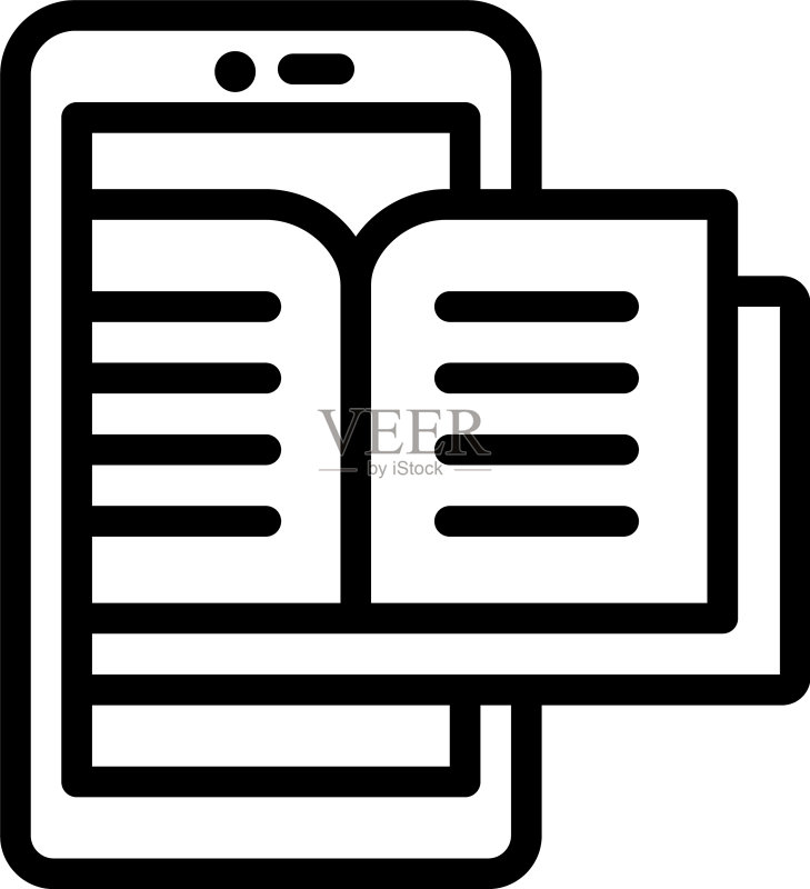 智能手机阅读书籍图标轮廓样式图标素材