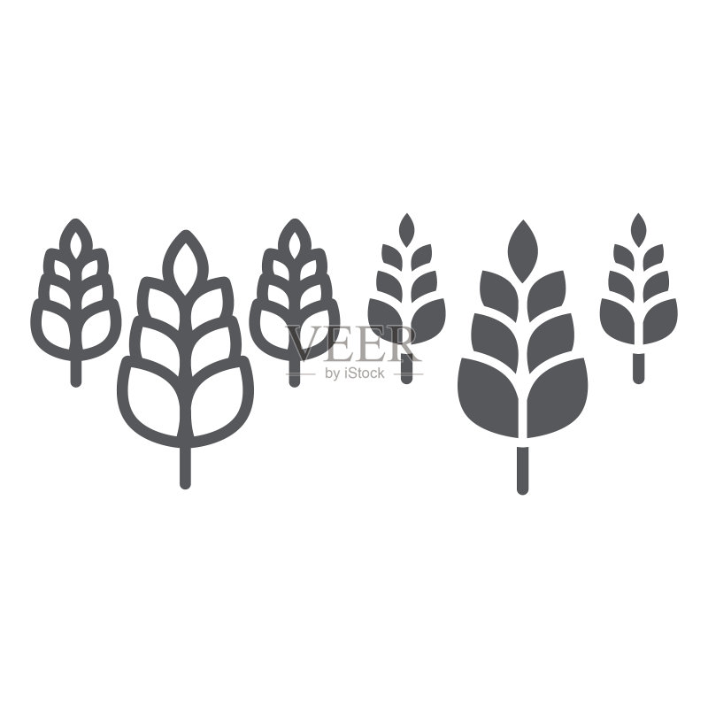 小穗线性图标,农场和农业图标素材
