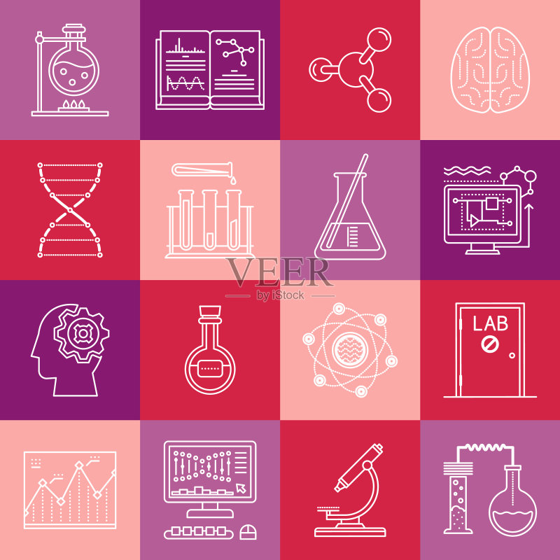 科学与医学线性极简图标集图标素材
