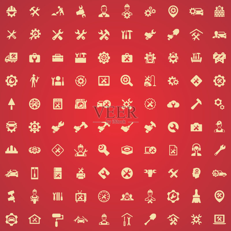 用于Web和UI的维修100图标通用集图标素材