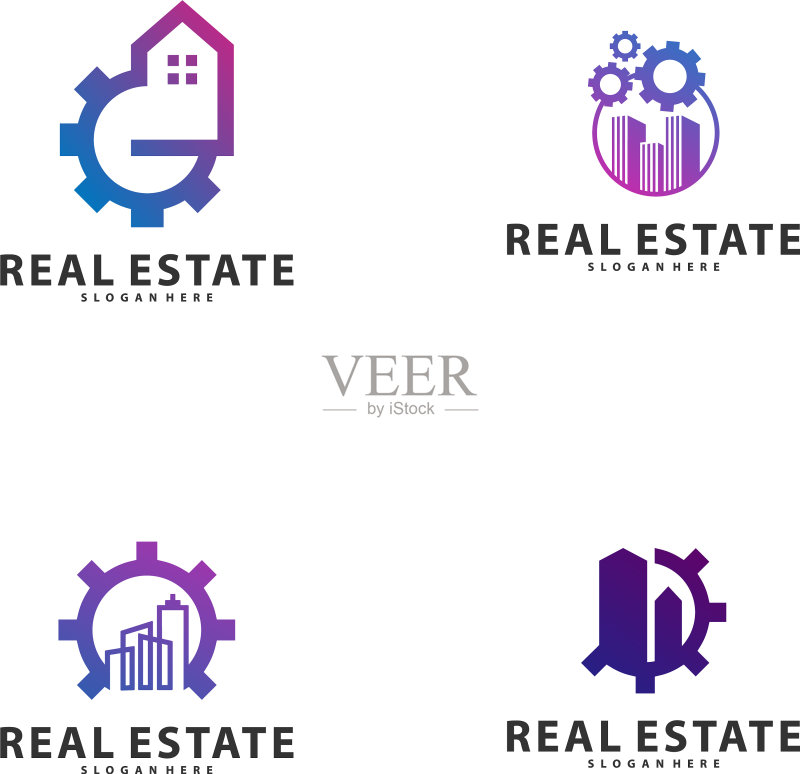 城市齿轮Logo工业符号图标套装图标素材