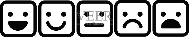 基础表情符号集五种面部表情图标素材