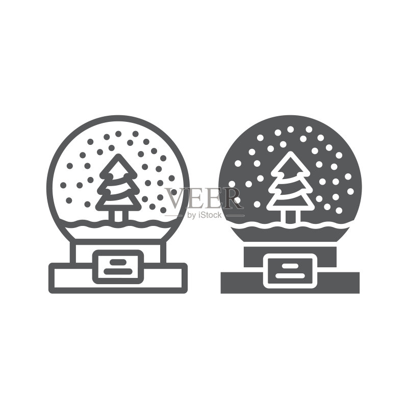圣诞新年雪球线性图标图标素材