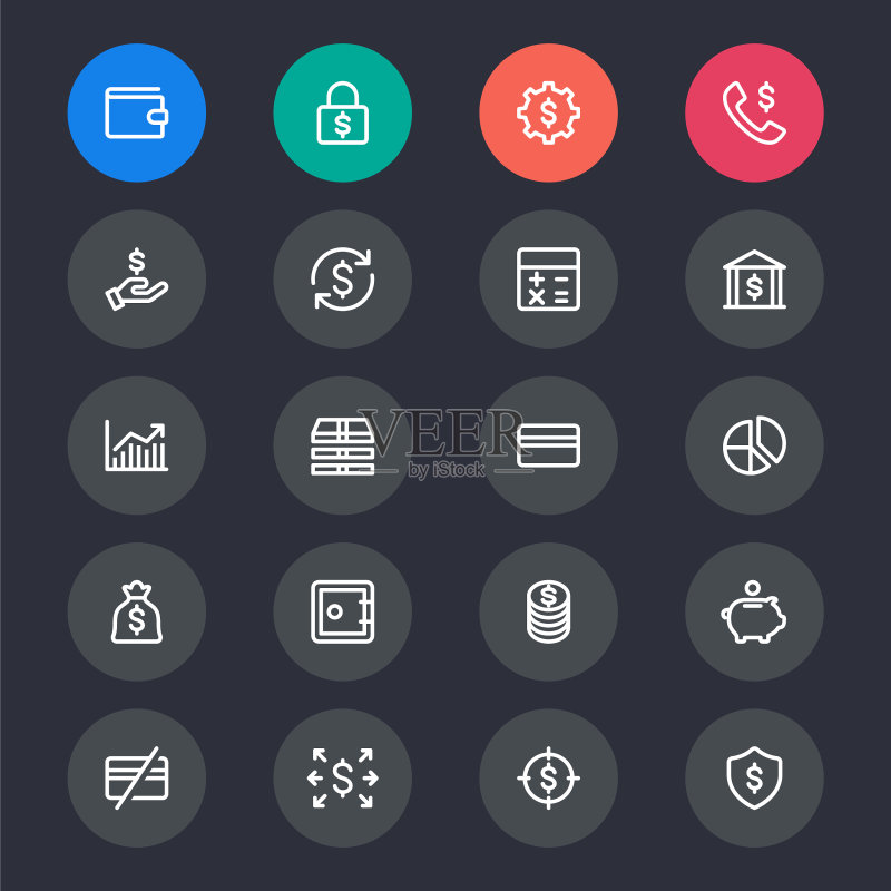 金融管理线性图标图标素材