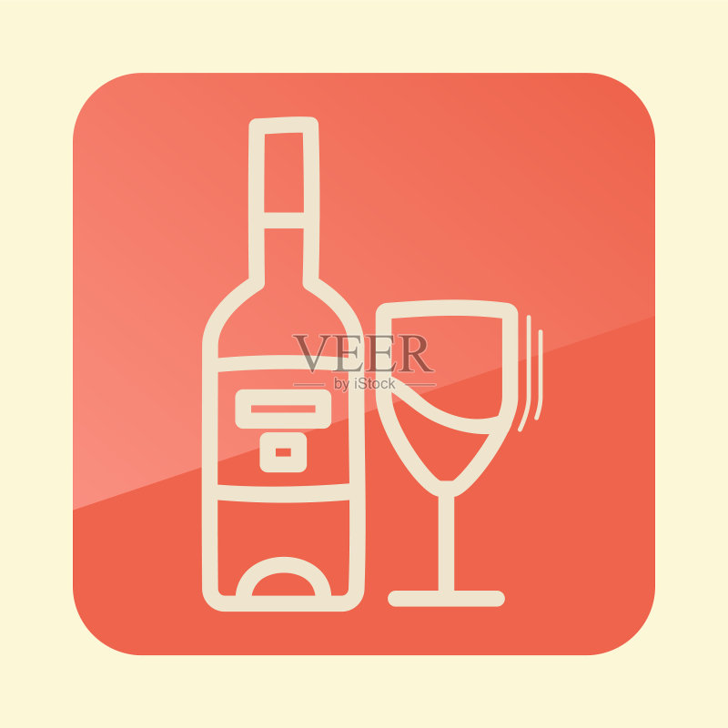葡萄酒瓶和酒杯轮廓感恩节图标图标素材