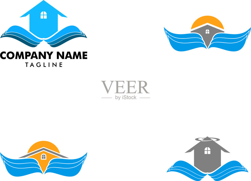 带翅膀的房屋Logo模板图标设计图标素材