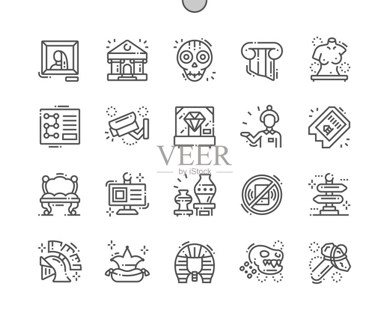 博物馆细线图标图标素材