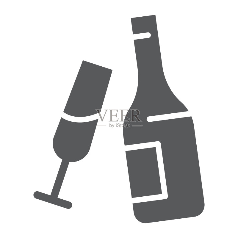 香槟酒瓶图标:酒精饮品图标素材
