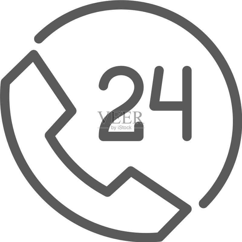 圆形时钟热线24小时服务帮助时间图标素材