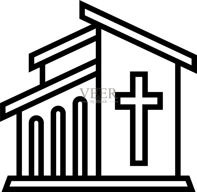 天主教堂图标轮廓样式图标素材