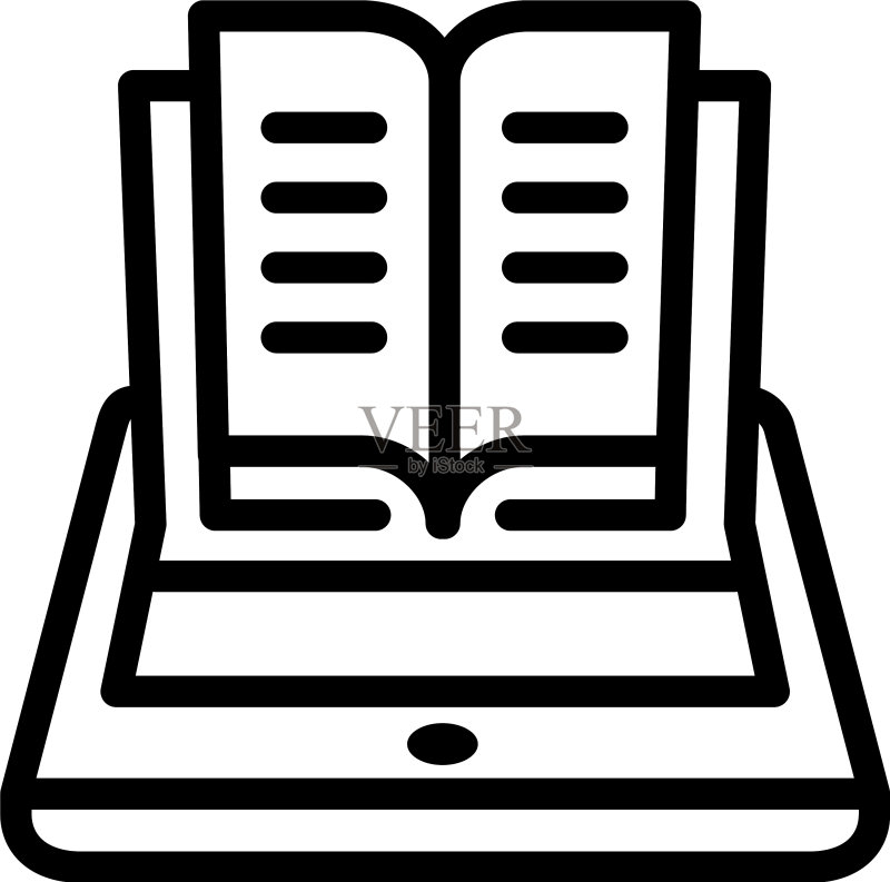 智能手机上的电子书图标轮廓样式图标素材