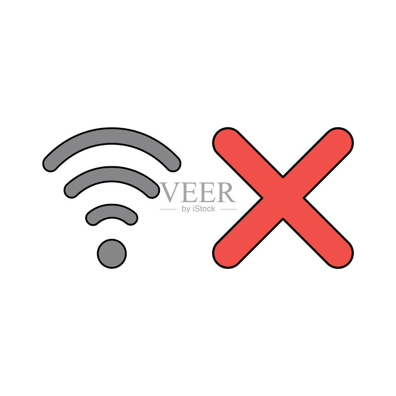 无线网络符号和X标记图标图标素材