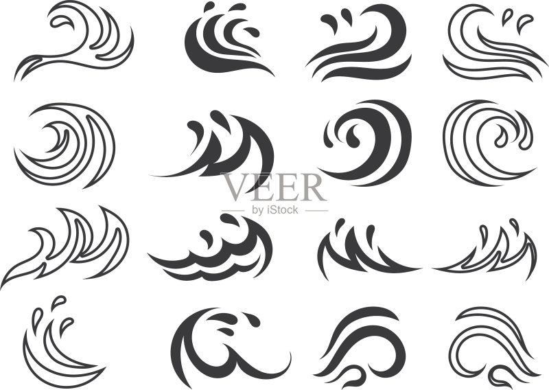 水波纹Logo模板,自然线条图标素材