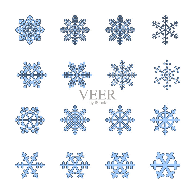 蓝色雪花图标图标素材