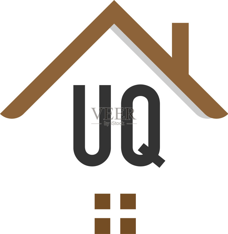 首字母UQ建筑logo设计模板图标素材
